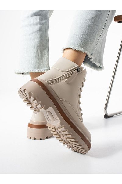 Alemdar Shoes PATRICK Γυναικείες Μπότες - Cream Matte, με φερμουάρ