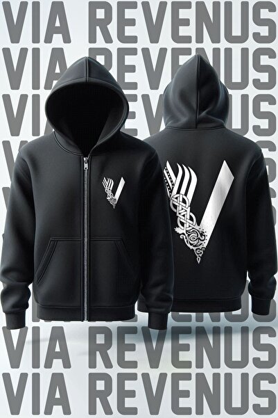 Vordevia Vikings Unisex Hooded Zippered Sweatshirt Cardigan - Front and Back ...