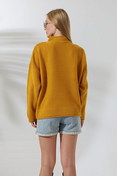 ALCHON Jumătate de gât țesut cu mânecă lungă Fusta din tricot de orez Pulover elegant de iarnă