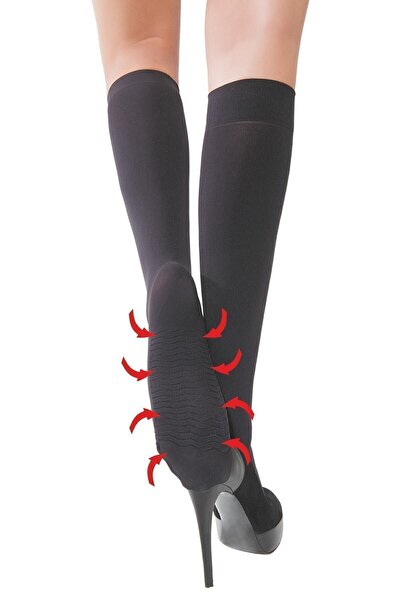 DAYMOD ÇORAP Дамски черни комплект от 3 чорапи до коляното Daymod Massage 80