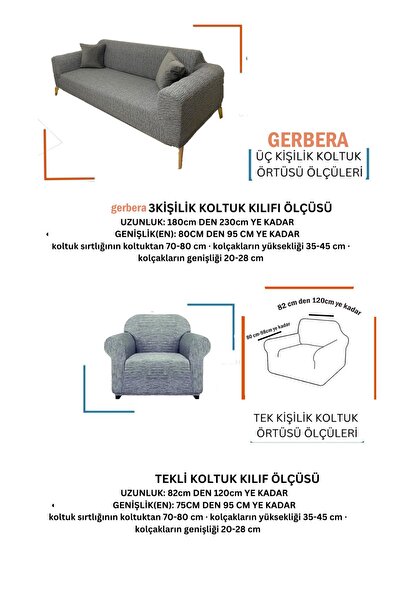 Gerbera Home Collection Jakarli Ağaç Kabuğu Lastikli Kanepe Örtüsü | Lastikli Koltuk Örtüsü | Koltuk Kılıfı Takımı 3+3+1+1