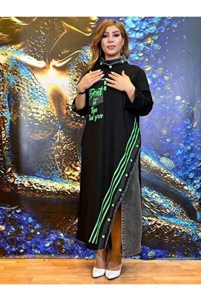 Yeşilmoda Spor elbise 140 cm  elbise  boyi  3iplik  likra ile kot kumaş işlem...