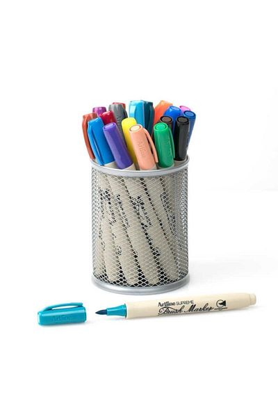 artline Supreme Brush Marker Brush Tip Pen 20 Colors Set with Pen Holder Gift