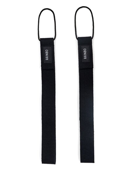 RAINBO Reformer Pilates Için Double Straps Ikili El Ayak Straps'i Düz Siyah Elcik
