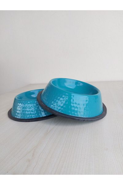 Okay 2 Pieces Stainless Steel Cat and Dog Food Bowls - Food Bowl with Water Bowl, 22 cm Bottom Base