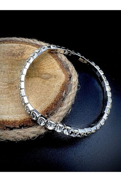 MAZEN 4mm Zircon Stone Flexible Bracelet - Waterway (SILVER COLOR)