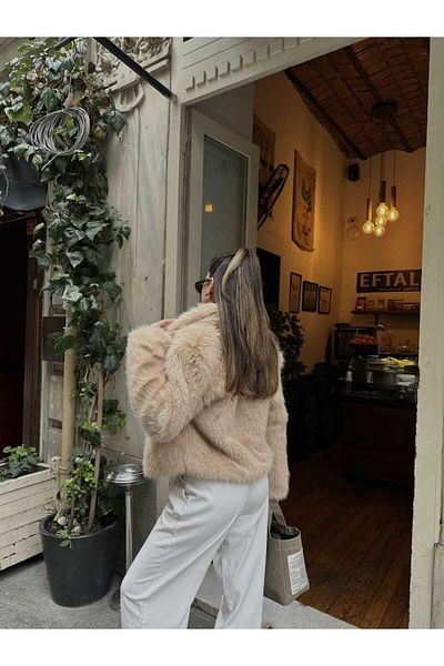 MODA DURAĞI new Season Women's Oversize Fur - Shawl Collar