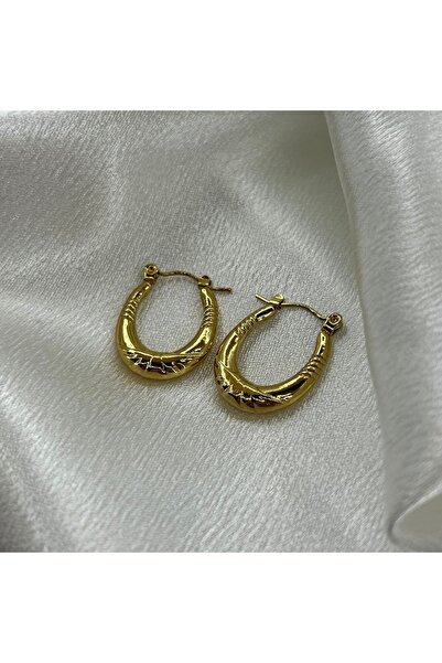 Lavienta أقراط دائرية من الفولاذ المقاوم للصدأ باللون البيضاوي الذهبي