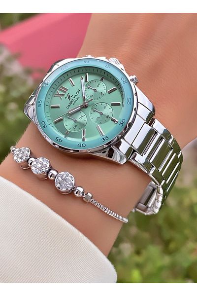 Daniel Klein Silver Colored Women's Wristwatch and Bracelet Gift