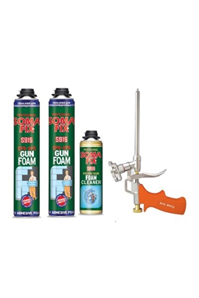 Somafix 2 Adet 750 Ml Tabancalı Mantolama P.ü. Köpük + Köpük Tabancası + Temi...