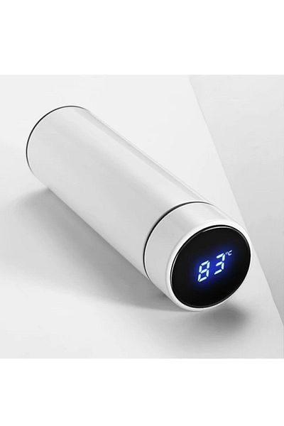 SıfırYedi Avm ترمس مع مؤشر LED رقمي أبيض 500 مل ترمس فولاذي مفرغ