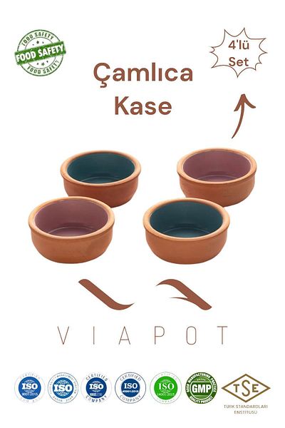 Viapot 80 ml Colorful Chamomile Soil Pot Sauce Bowl - 4 Pieces of Pottery 8Cm*3.5Cm