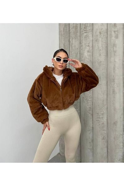 İLKCET MODA Oversize Γυναικείο βελούδινο παλτό με κουκούλα