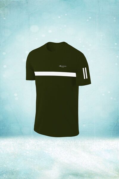 POSEIDON STORM Мъжка ежедневна тениска Dri-fit в цвят каки - голям размер, без щампа (4XL-10XL)