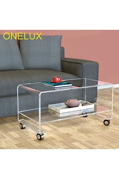 birnur Pleksi Tekerlekli Modern Orta Sehpa