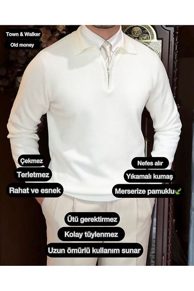 town walker Polo Collar Zippered Men's Knitwear Sweater - Old Money Design