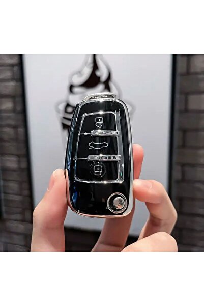 emii auto spare parts Audi A1 A3 8p 8l A4 A5 B6 B7 B8 A6 A7 C5 C6 4f Q3 Q5 Q7 8v Sustalı Anahtar Kılıfı Siyah/gri