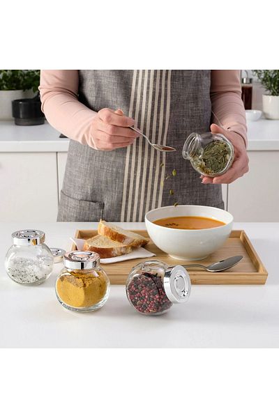 IKEA Transparent Glass Spice Rack Set - 4 Pieces, 8 Cm, 150 ml