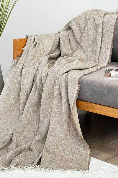 Decomia Home هيرا ناتشورال - غطاء أريكة متعدد الأغراض من القطن 100%، غطاء سرير أريكة، شال أريكة، بطانية تلفزيون، بيكيه