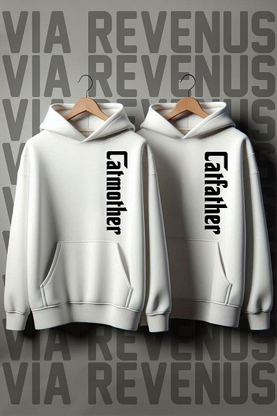 Vordevia Catfather Catmother Printed Oversize Combination Sweatshirt - Lover Design