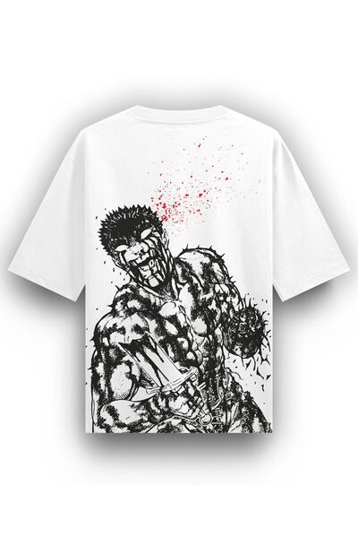 Freeyez Tricou oversize din bumbac cu imprimeu pe spate și față Berserk Guts ...