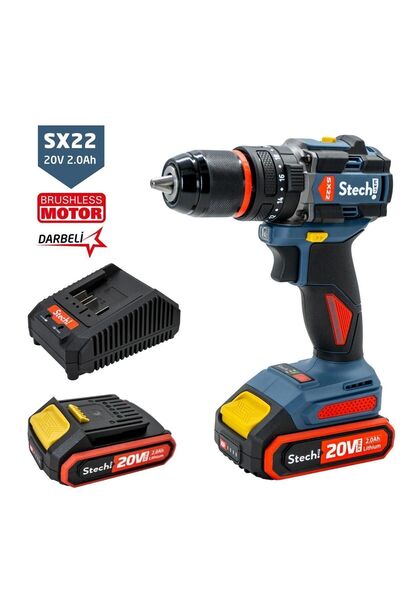 StechEnd Sx22-2x2.0 Akülü Kömürsüz Darbeli Matkap 20v 2.0ah 60nm