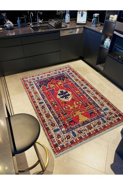 Rugs Modern Halı سجادة ديكور بقاعدة منسوجة من سلسلة Karabağ باللون البيج ومزخ...