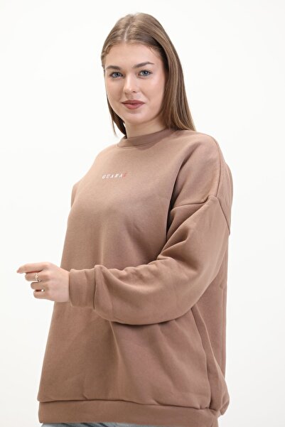 GUARAZ Πλεκτό φούτερ Milk Brown Unisex Oversize Basic