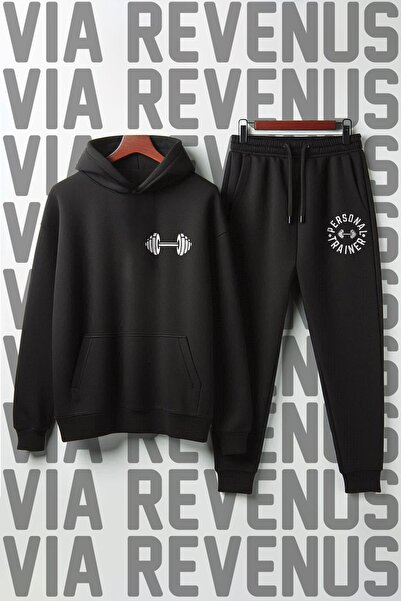 Vordevia Set de trening cu glugă, unisex, cu imprimeu pentru antrenor personal