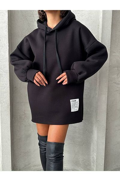 İLKCET MODA Oversize дамски суитшърт с дълга качулка