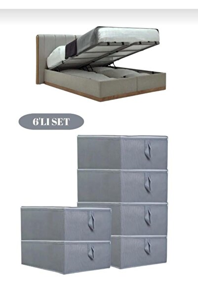 tAAlu 6lı Büyük Boy Baza Altı-kazak-yastık-pike Saklama Hurcu 22x40x60