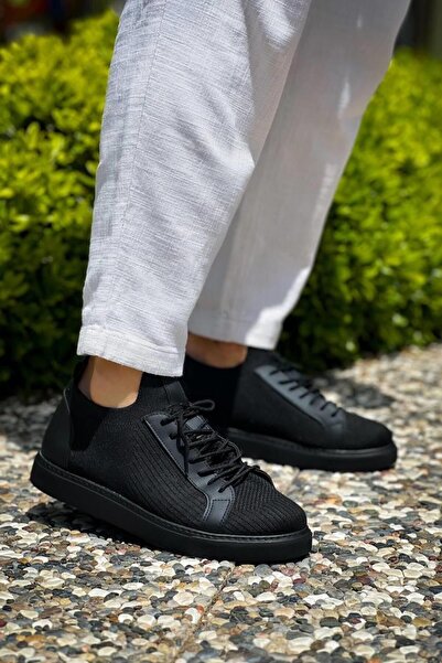 MELAMS JESSEN Black Knitwear Men's Casual Shoes - Summer and Spring, Lace-up ...