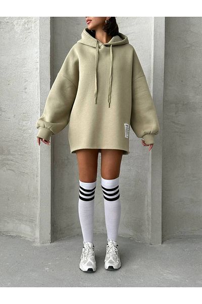 İLKCET MODA Oversize μακριά γυναικεία φούτερ με κουκούλα