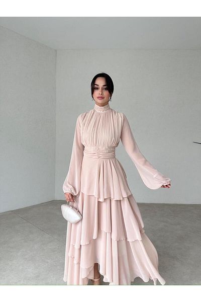 Riche Γυναικείο φόρεμα Cream Midi Chiffon