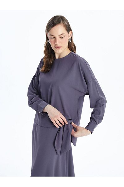 LC Waikiki Oversize Γυναικεία Μπλούζα - Crew Neck, Μασίφ Μακρύ μανίκι