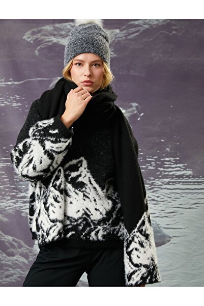 Koton Pulover tricotat cu guler ridicat cu model Ermer