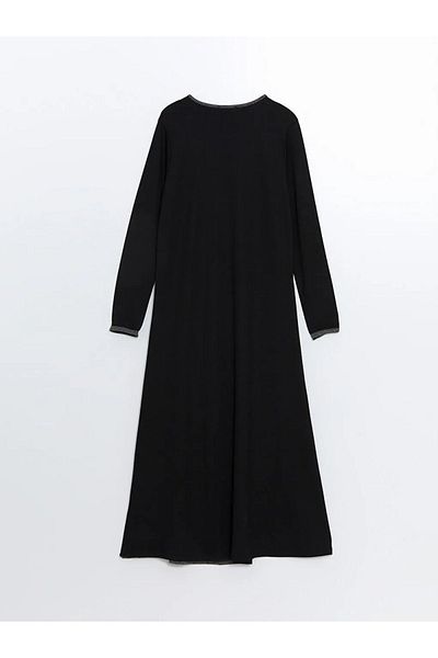 LC Waikiki Lcw Grace - New Black Color Blocking Crew Neck Women's Dress