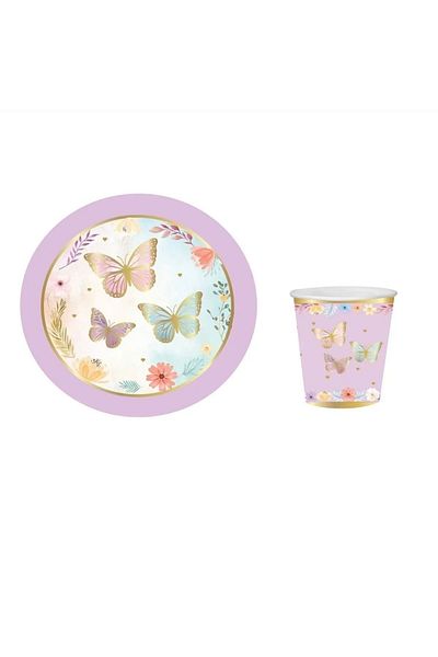 Öztürkpartievi Butterfly Themed Plate Glass Set