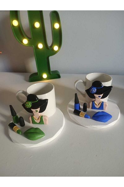 Süs Dükkanı Makeup supplies figured coffee cup custom design set of 2