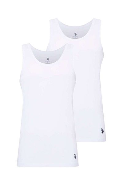 U.S. Polo Assn. Men's Cotton Lycra 2-Piece Single Jersey White Undershirt