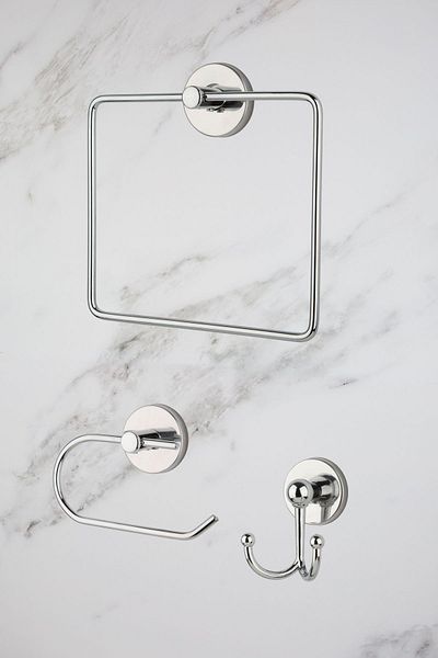 UG Home Χρώμιο τετράγωνη πετσέτα θήκη εξωτερικής τουαλέτας Κρεμάστρα ρόμπας 3 τεμαχίων Σετ αξεσουάρ μπάνιου