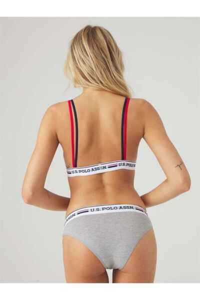 U.S. Polo Assn. Γυναικείο βαμβακερό γκρι μελανζέ Λεπτό λουράκι 2 τεμαχίων Bustier Slip