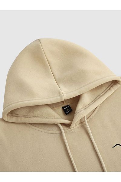 aynewmoda طقم سويت شيرت بقلنسوة كبير الحجم وبدلة رياضية سوداء - مطبوع من الأعلى والأسفل