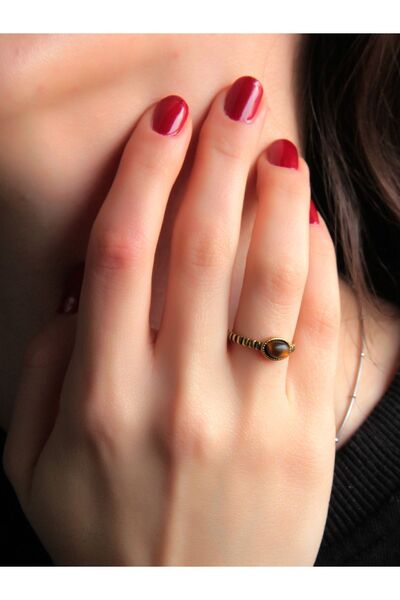 esha Doğal Taş Kaplangözü Doğal Taşlı Antik Ayarlanabilir Kadın Yüzük