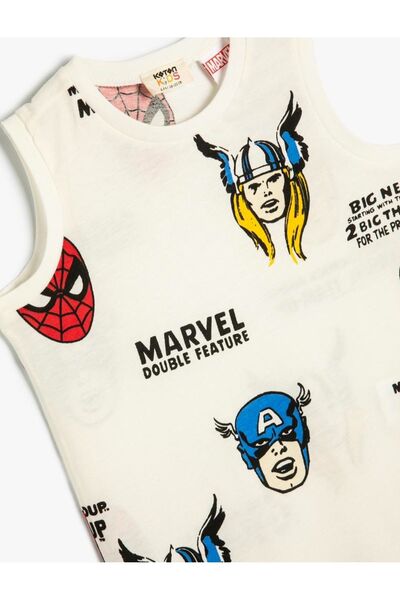 Koton Marvel Licensed Boys' Undershirt - Sleeveless Crew Neck Printed