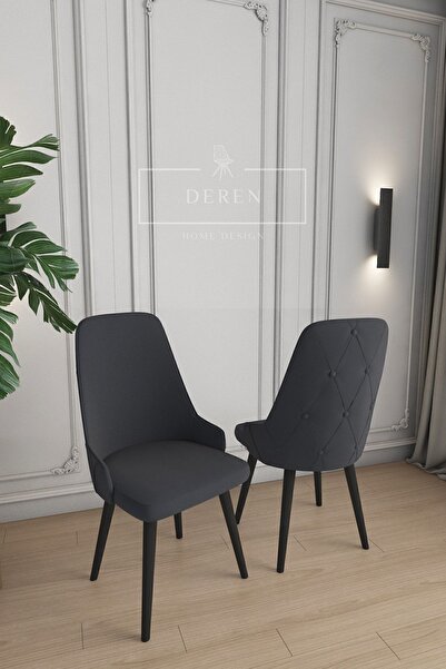 DEREN HOME Vanessa Serisi 6 Adet Füme Mutfak Ve Salon Sandalyesi