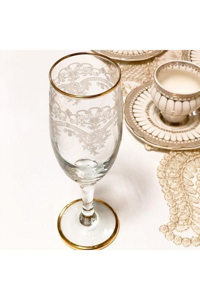 Paşabahçe طقم كوب ماء زجاجي مطرز يدويًا مكون من 6 أشخاص، طقم هدية للمهر