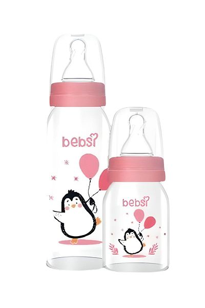 Wee Baby Bebsi Glass Baby Bottle Set Pink 250 Ml +125 Ml