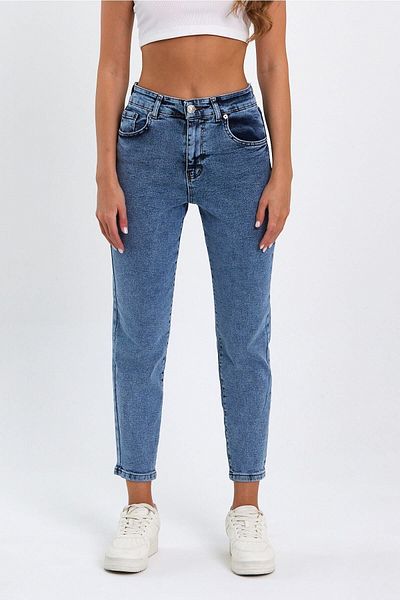 geenz manifacture Stager Light Snow Blue High Waist Lycra Mom Jeans