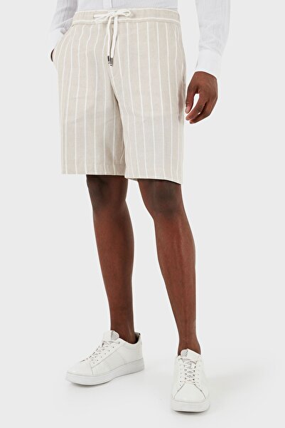 BOSS Çizgili Keten Karışımlı Regular Fit Short Erkek SHORT 50514656 255